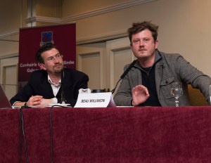 Felim MacDermott and Beau Willimon of House of Cards  at the Galway Film Centres Annual Seminar Talking Production 2014 at the Connemara Coast Hotel. www.galwayfilmcentre.ie. Photo:- Andrew Downes